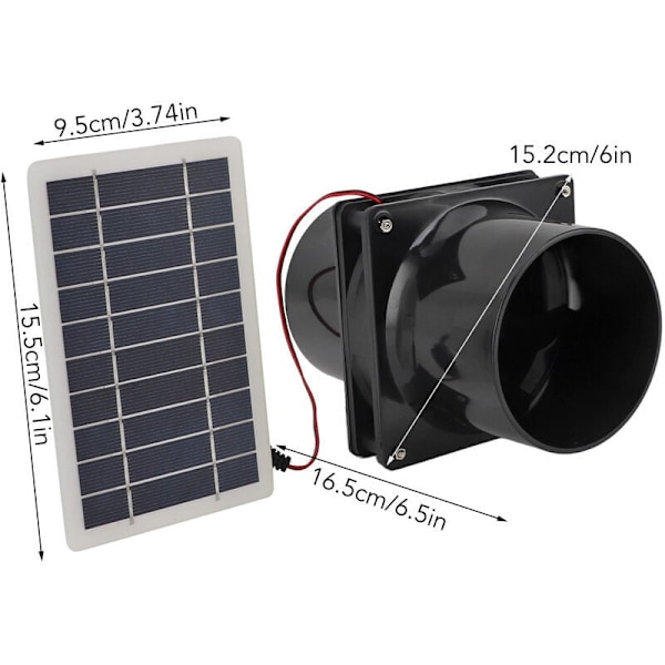 10W Solpanel-driven Avluftfläkt, Avluftfläkt, Solpanel-driven Fläkt för Husdjur, Hönshus, Husvagn, Växthus
