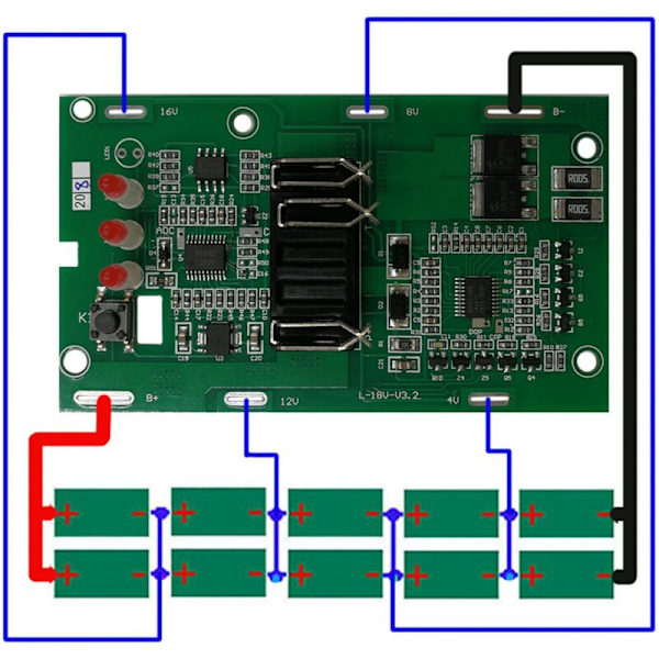 4511396 Li-Ion Batteriplastfodral Laddningsskyddskretskort PCB för -CHANGE 18V 20V Litium