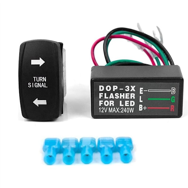 12V 3-tråds universell blinklyskontroll med LED-lys blinklysbryter relé for båt lastebiler bil ATV UTV