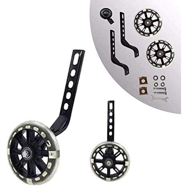 Treningshjul Flash Mute Hjul Stabilisator Monteringssett Kompatibelt for 12 14 16 18 20 Tommers Sykler, Svart
