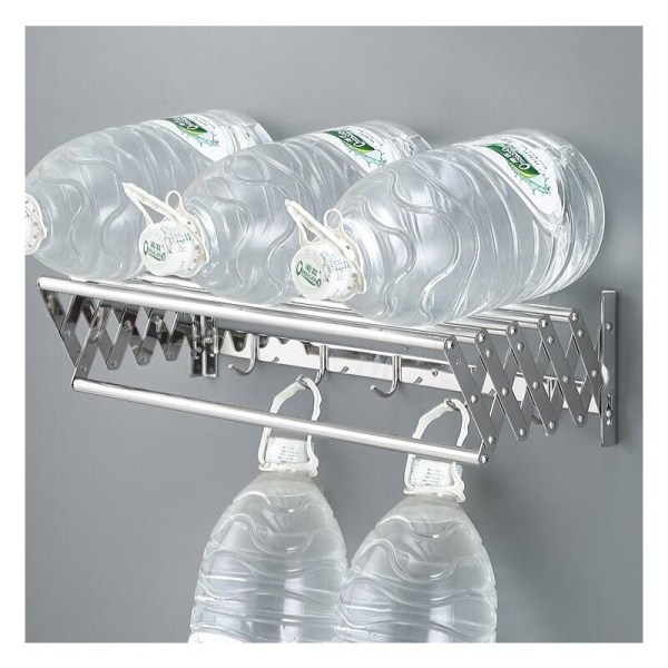 Utvidbar veggmontert klesstativ for innendørs og utendørs bruk, vaskerom, bad, balkong (60 cm)