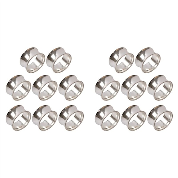 16 st servettringar i zinklegering med delikat servett spänne (Silver)
