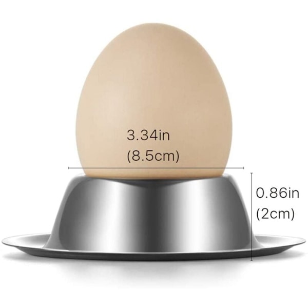 Sett med 6 eggkoppholdere, rustfritt stål eggkopper plater serviseholder for kokt egg, kjøkkendisplay