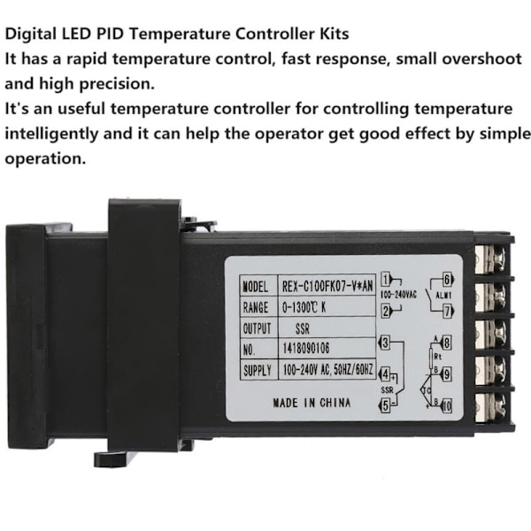 0℃ 1300℃ Alarm REX C100 Digital LED PID Temperaturregulator Termostat Kit AC110V 240V