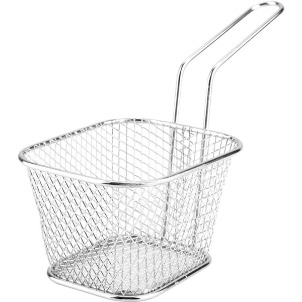 Pommes frites-kurver, 1 stk Mini kurv i rustfritt stål med håndtak for pommes frites, chips, reker, poteter.