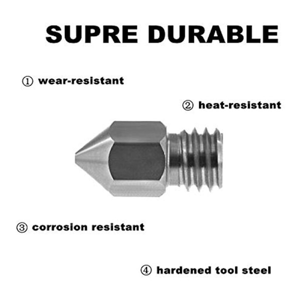 26 stk. MK8 3D-printerekstruderdyse hærdet stål slidstærkt messing til 3