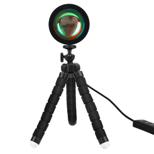 RGB-auringonlaskun projektiolampun LED-yövalot, 360° USB-projektori, jalustan valokuvauslamput makuuhuoneeseen, studioon
