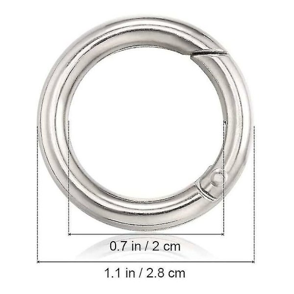Taske Karabinhage Ring, 30stk Runde Karabinhage Ring, Fjeder Spænde 20mm Mini Runde Karabinhage Nøglering Klips Kompatibel med Håndværk og Taske Tilbehør