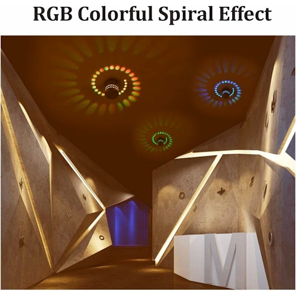 2 st 3W Inomhusvägglampa Aluminium LED RGB Spirallampa Färgrik Dimbar Ljus med Fjärrkontroll LED Downlight Modern Dekoration Väggspotlight F
