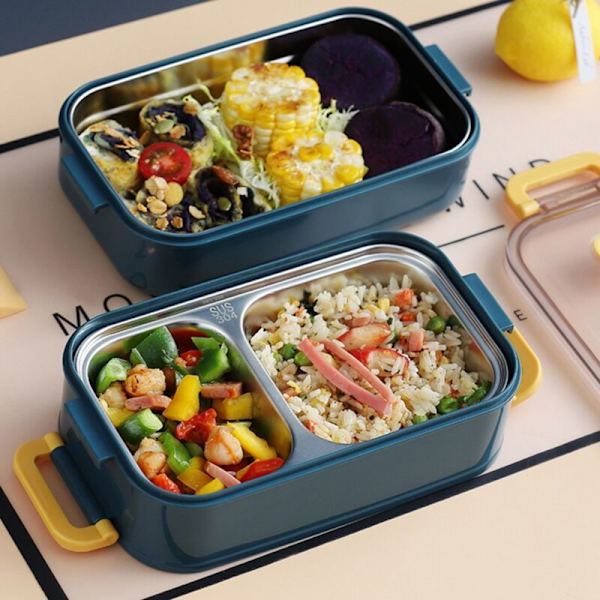 Bärbar Lunchlåda för Barn Skol Bento Mikrovågsugn med Flyttbara Fack Sallad Frukt Matbehållare Rosa