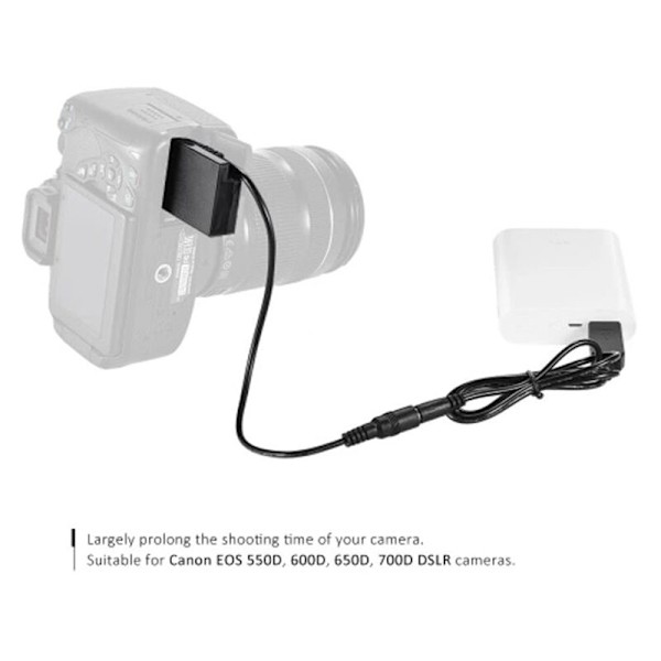 -E8 Dummy Batteri med DC USB Adapter Kabel Bank Udskiftning for LP-E8 til 550D 600D 650D 700D DSLR Kameraer