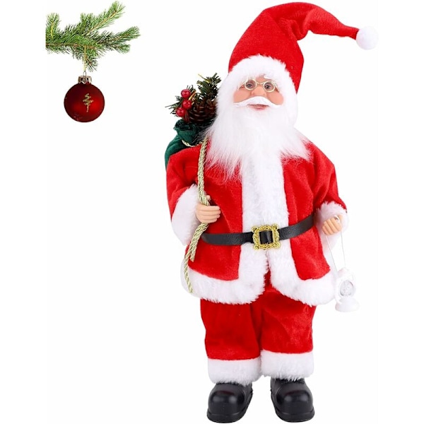 Miniatyr stående tomtefigur 30 cm traditionell röd dekoration prydnadsdocka långt skägg för fönsterbord öppen spis tomte
