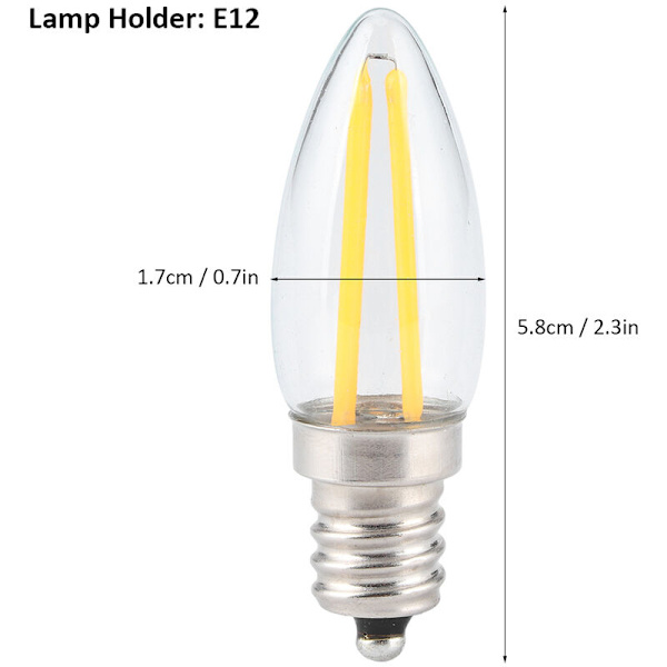 10 st E12 1,5W AC230V Mini Långa Glödtråds LED-lampor för Hem, Bil, Landskapsbelysning