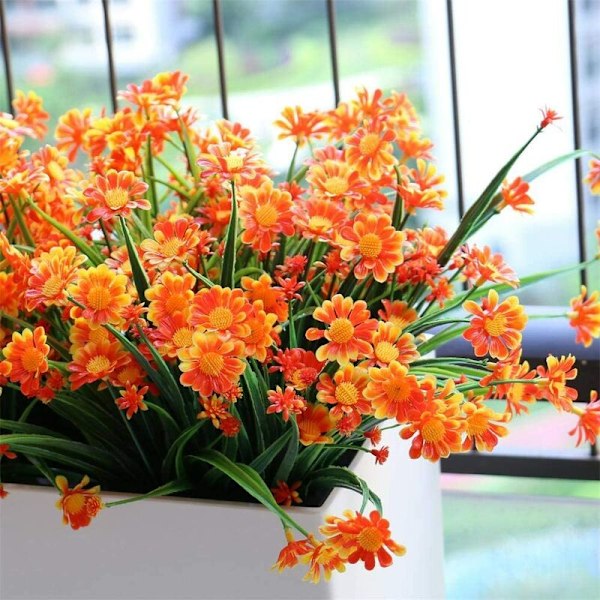 8 st konstgjorda prästkragar blommor falska bladverk falska växter buskar buskar för fönsterlåda hängande planteringsmaskin bondgårdsinredning