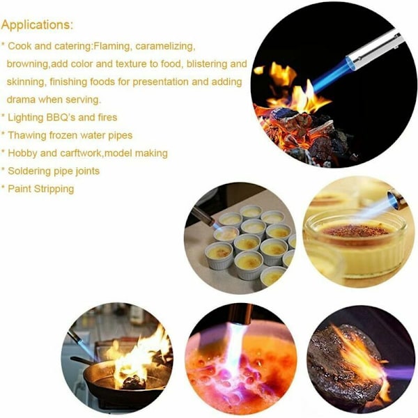 Professionell butan-matlagningsbrännare Automatisk tändning Flamkastare Utomhus svetsning BBQ Gas Culinary Torch, Fontainebleau