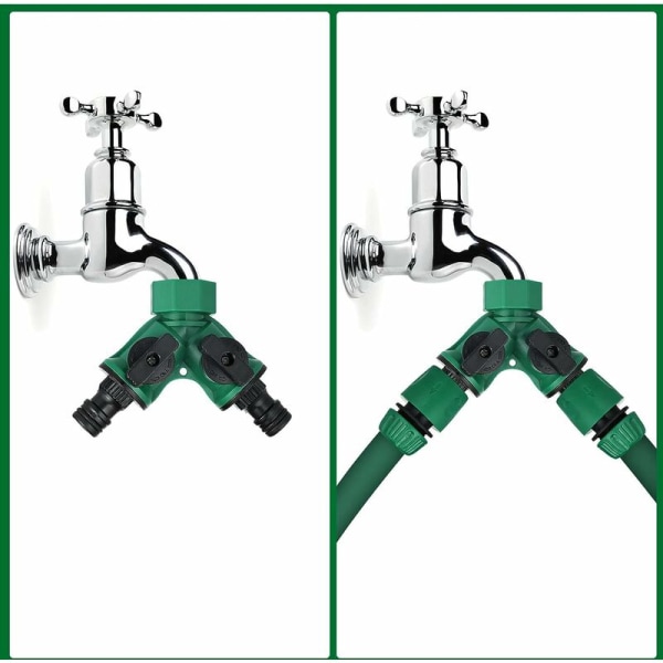 Haveslangeforbindelse, Vandingsslangeende, Y-slangedeler, Vandingsslangehane-adapter, Gardena-forbindelse med 2 ventiludtag til havehane