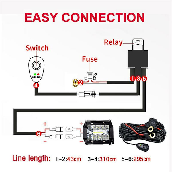 480w 14awg 12v 40a Ledningsnett Relé Loom Kabelsett Sikring For Offroad Led Arbeidslampe (1 Kontroll 1