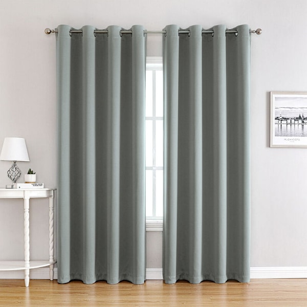 Mörkläggningsgardiner för sovrum - Dubbla termiskt isolerade fönstergardiner för hemmet / Tjockt, massivt tyg, set om 2, L 100 x H 130 cm, Grå-A