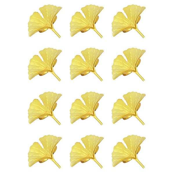 12 Pak Servietringe, Ginkgo Blad Form Serviet Spænde Bryllup eller Thanksgiving Borddekoration