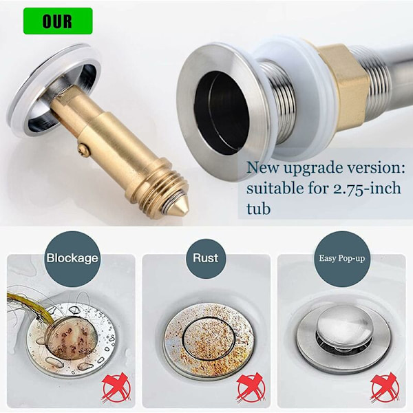 Pop-Up Click-Clac Avlopp 69mm för Badkar, Köksho, Badrumshö, Krompläterad Massiv Mässing Propp