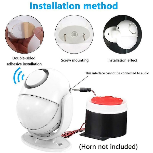 Liiketunnistin Langaton hälytin sireenillä - Infrapunainen paristo/usb