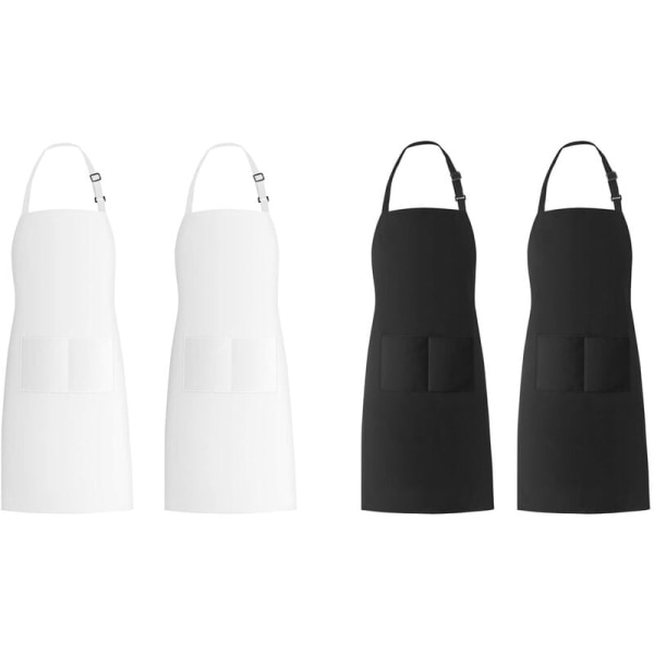 4 Bib-forkle med 2 lommer, justerbar kjøkkenforkle Overall Kaffeforkle