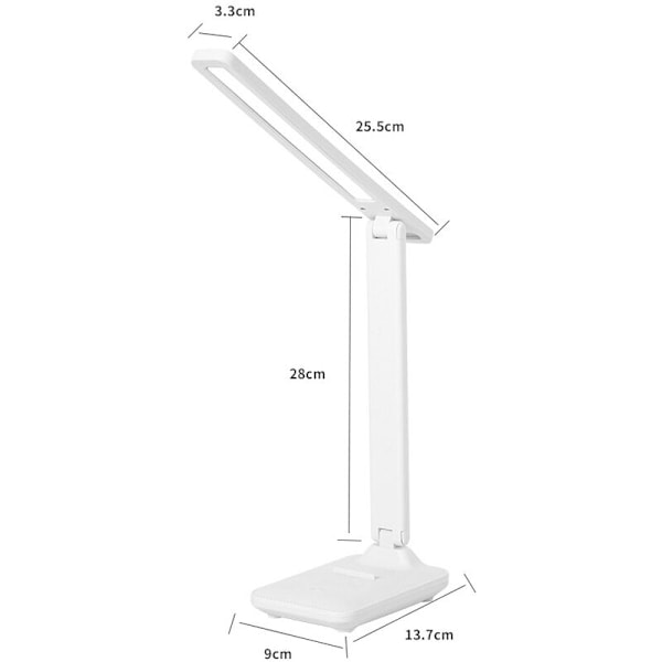 LED-skrivbordslampa med pekkontroll för läsning, flimmerfri, 3 färglägen för ögonskydd, med USB-port/vikbar/uppladdningsbar bordslampa 4800mA