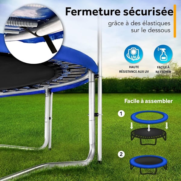Trampolin Skyddsdyna - Trampolin Skyddspad, Ersättnings Skyddsdyna, UV-Beständig Trampolin Kantöverdrag, Rivbeständig, 2.44M