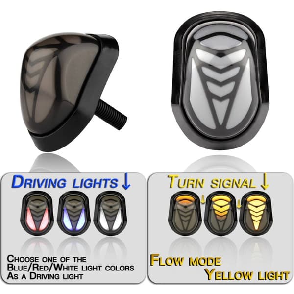 Universal Motorcykel LED Blinklys Integreret V-Form Guide Plade Side Flow Mode Lys Hvid Skal Blåt Lys