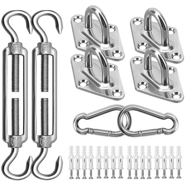 Skygge Sejl Hardware Kit, 304 Rustfrit Stål Solsejl Installations Kit, 15cm til Installation af Rektangulære og Trekantede Skygge Sejl til Terrasse, Have, 6