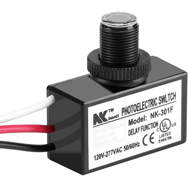 Automatisk Fotoelektrisk Switch Lysstyringssensor Switch Skumring til Daggry Sensor Fotoelektrisk Switch til Belysningsarmaturer 120-277V AC