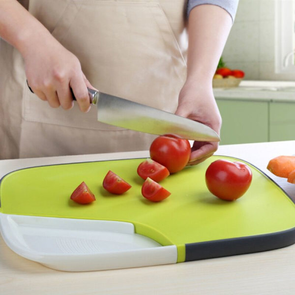 Kök Hackbräda Diskbänkar Hackbräda för Korg Kött Grönsaker Frukt Hackbräda Anti-Slip Anti-Bakteriell med Förvaring