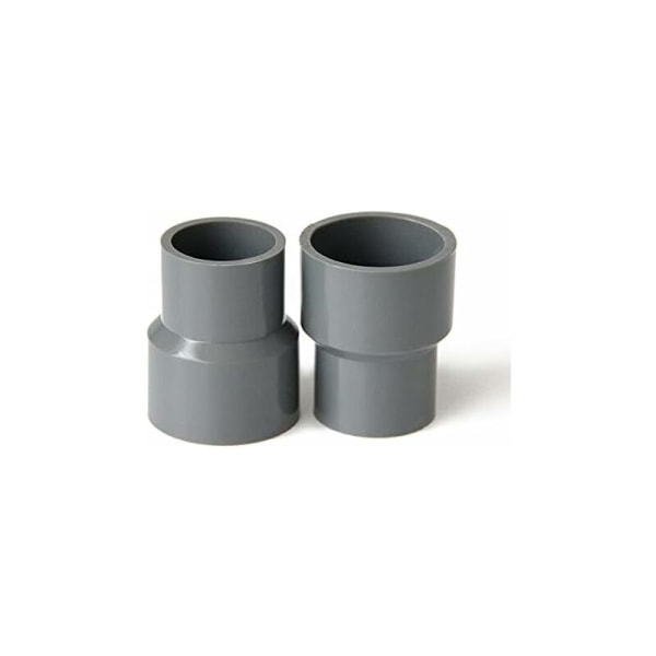 PVC rak reduceringsadapter för trädgårdsbruk, växthus och vattenförsörjningsrör (ID 40mm till 20mm, grå)
