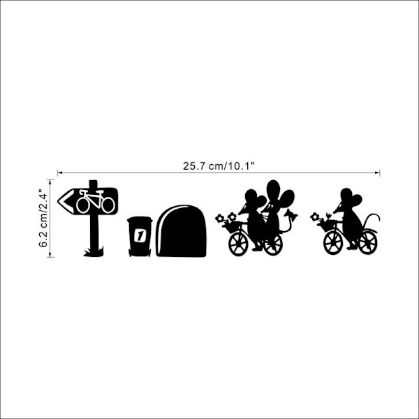 Hiirireikä Pyörät Vinyyli Jalkalista Seinätarra 19cm x 5cm
