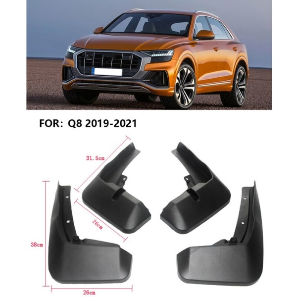 Q8 19-21 - Lokasuojat, roiskeenesto, auton lisävarusteet, autotyyli, takana 4 kpl - Lokasuojat