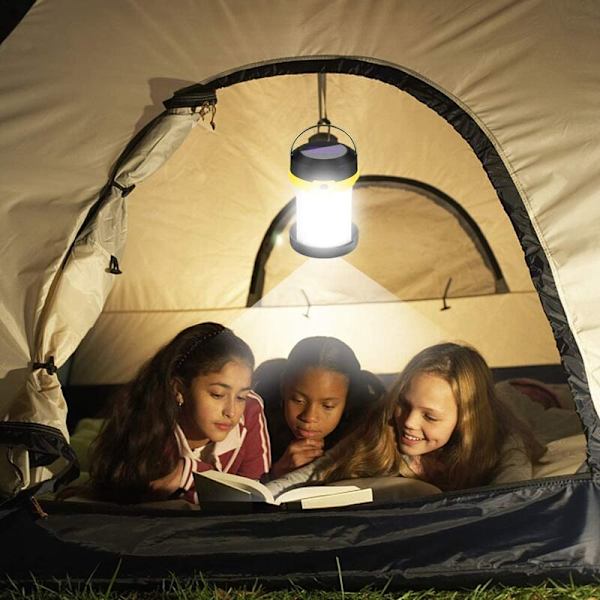 Solcellsladdad LED-campinglampa USB hopfällbar solcellsladdad bärbar uppladdningsbar för vandring camping jakt gul