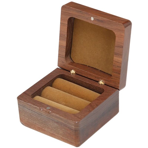 Träringbox, Smyckesförvaring Display Organizer för Frieri, Bröllopsceremoni