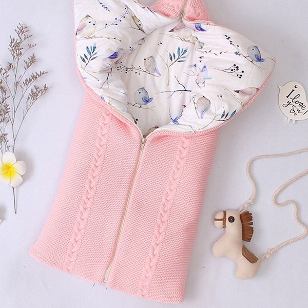Swaddle sovsäck varm filt för sovsäck bomull stickad kuvert nyfödd swaddle wrap sovsäck -Grå