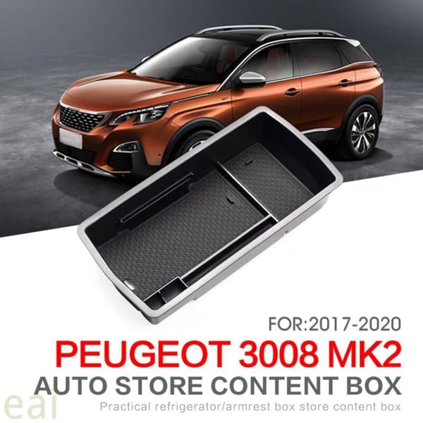 Bil Midtkonsoll Organizer Oppbevaringsboks Armlene Interiør Tilbehør 3008 4008 5008 2017-2020