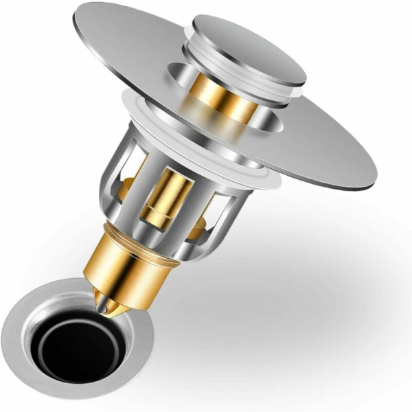 Pop-up vaskepropp Badekarpropp for 28 til 51 mm avløpshull, Vaskepropp med anti-blokkert avløpsfilter for bad og kjøkken
