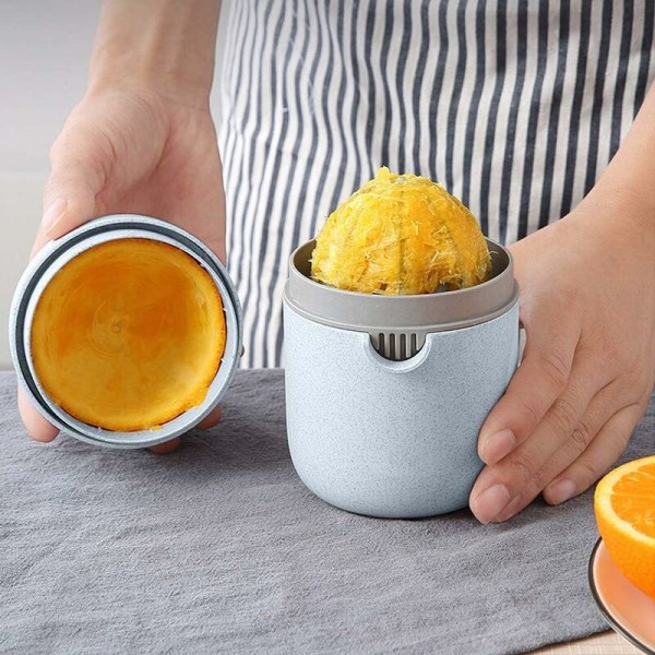 Bærbar Sitruspresse Juice Manuel Sitronpress Appelsin Limetta, Praktisk for Reiser Utflukter Piknik, Juicepress Saftpresser, Blå Gra