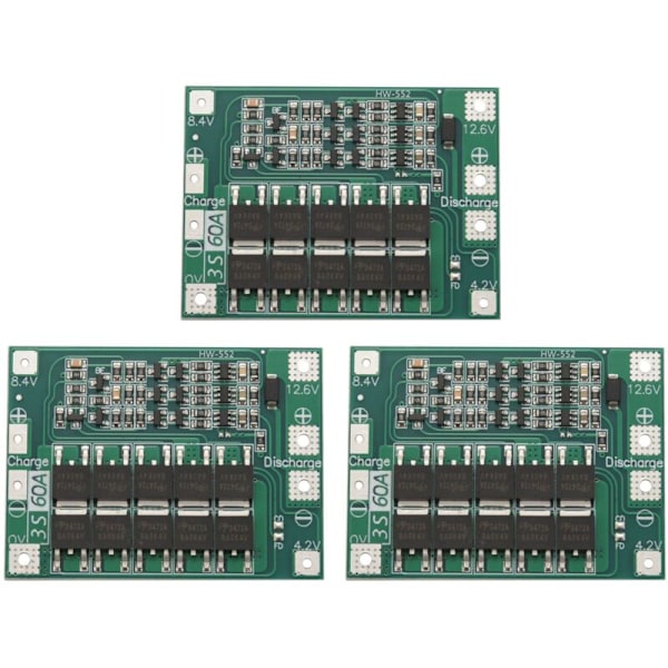 3X 3S Upgraded Lithium Battery Protection Board 60A Bms 11.1V 12.6V 18650 Li-Ion