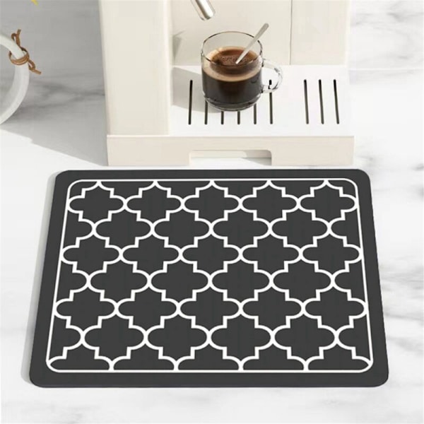 Kaffe Tørke Matte Absorberende Oppvasktørke Matte for Kjøkkenbenk - Bar Tilbehør Passer Under Svart 40X30Cm