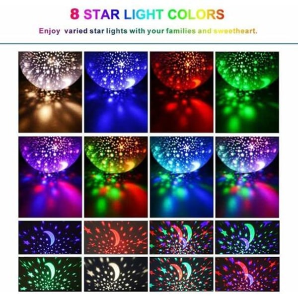 Flere farger 360 graders rotasjon Stjerneprojektor Nattlys for barn-lilla
