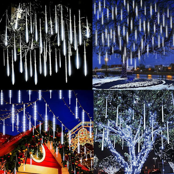 LED Meteorsolbad Solarlys Have, Vandtæt Vanddråbe Kaskaderende 30cm 10 Rør 240LEDs Dekorative Lyskæder til Fest Ferie Jul Dec