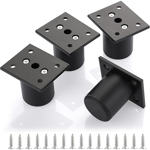 4 stk Justerbare Møbelben Sengeben Højere Møbler Aluminium Legering Fod til Boxmadras, Garderobe, Bord (Sort, Højde 60mm)