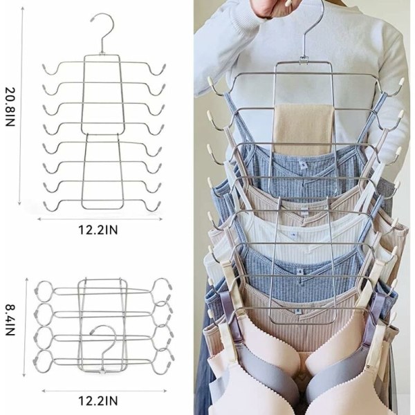 Taitettava tilaa säästävä henkari, monikerroksinen aluspaitahenkari, monitoimiset metallihenkarit, ihanteellinen alusvaatteille, vöille, huiveille, solmioille