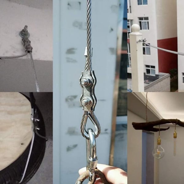 Pakke med 20 Duplex Klemmer M2 Kabelbindere Kabelbindere Kabelklemmer Duplex Clips til 2mm Stålwire Rigging