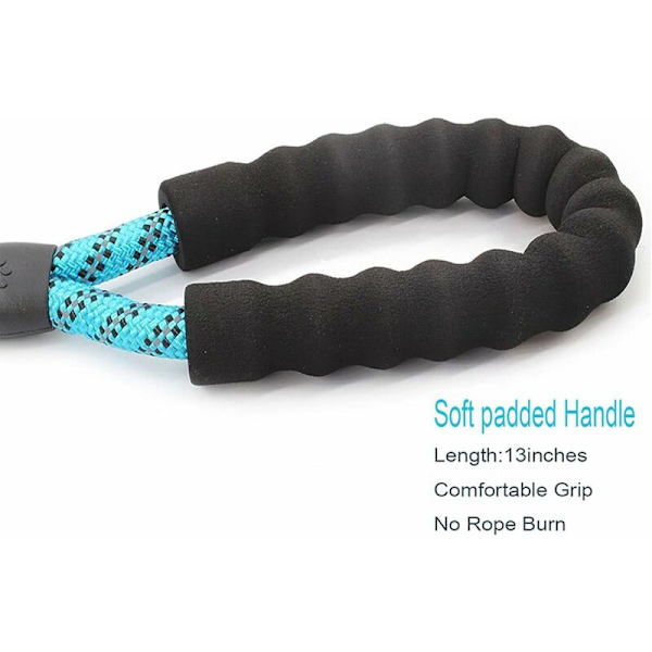 Tau med mykt polstret håndtak og slitesterke nylon reflekstråder Sikkerhetsbånd 1,5 m Klatretau Vrid hundebånd for små mellomstore-Blå-