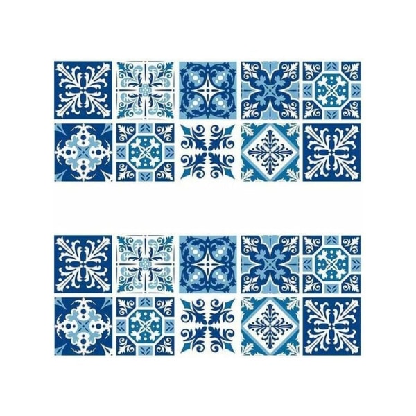 2 Pcs Self-Adhesive Wall Tiles, Self-Adhesive Tile Stickers 15×15cm Waterproof Adhesive Wall Tiles for Kitchen Bathroom (Blue and White Porcelain St